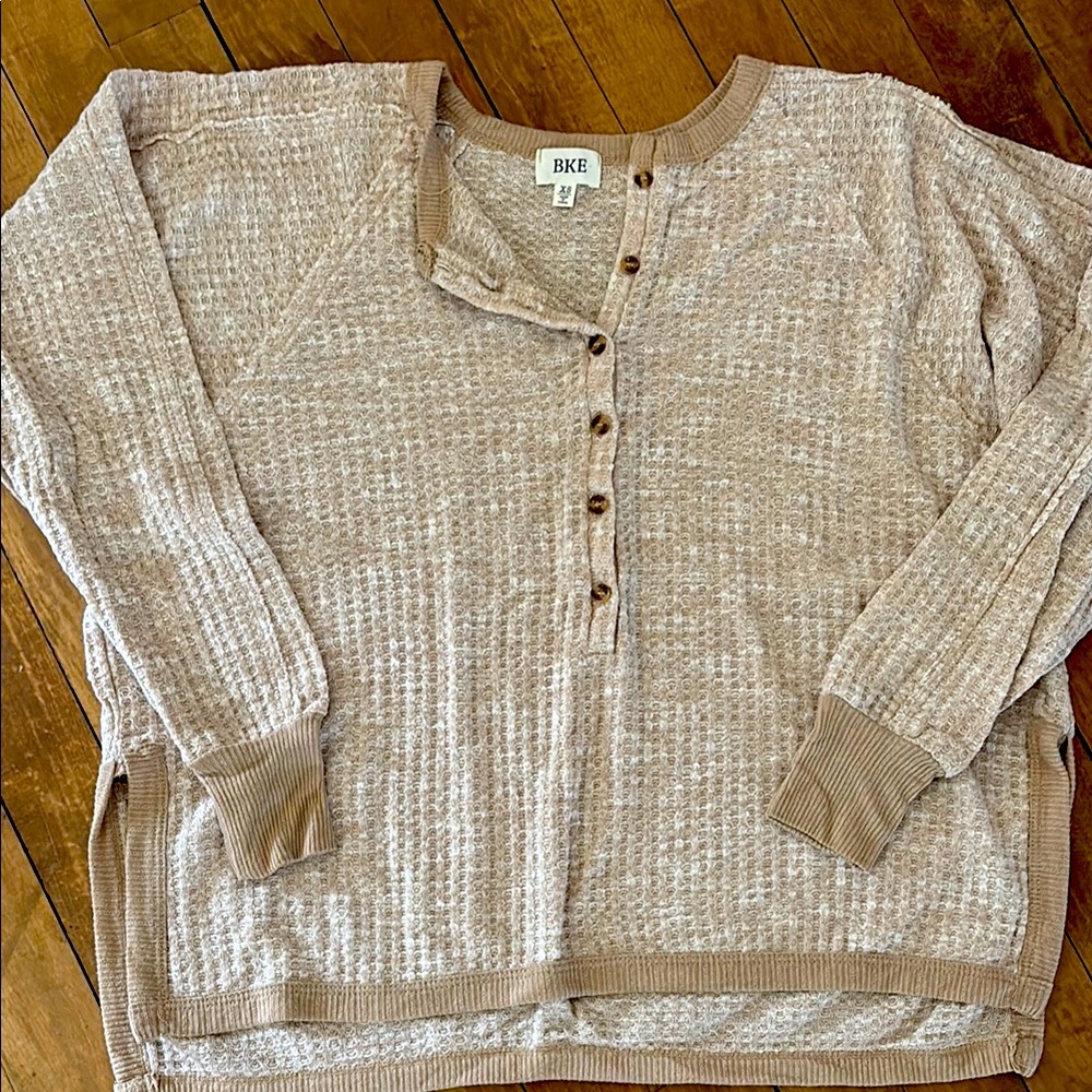 BKE Beige Button-Up Sweater